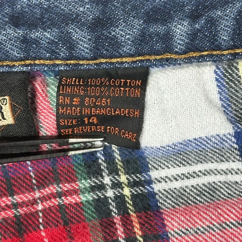 Guide Gear Flannel Lined Jeans Womens 14‎ Blue Straight VTG Plaid Cotton Denim
